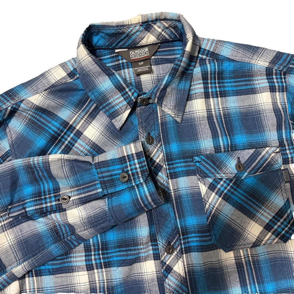 Outdoor Research Tangent Shirt Men Small (S) Wool Blend Button Up Flannel Hiking